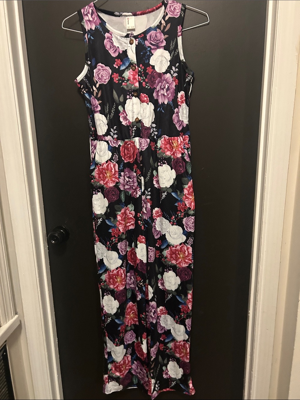 PatPat Floral Sleeveless Jumpsuit in Black, White, Pink, Purple